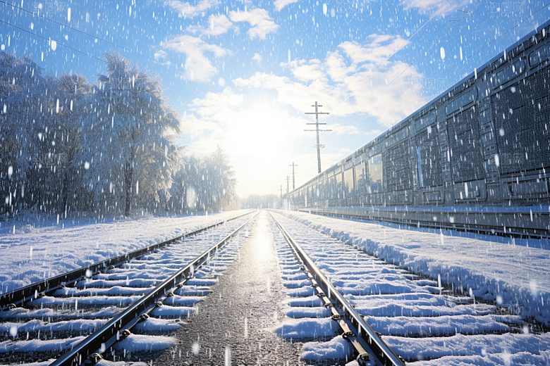 大雪风光雪花纷飞景色摄影图