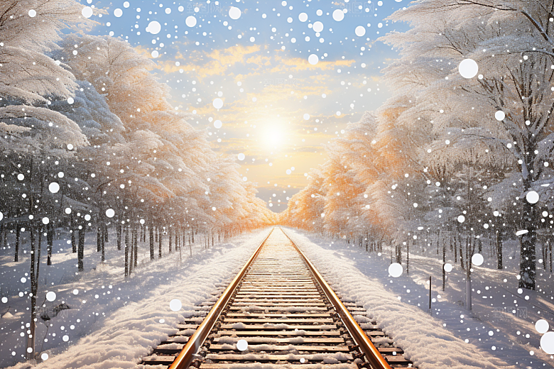 大雪风光雪花纷飞冬季摄影图
