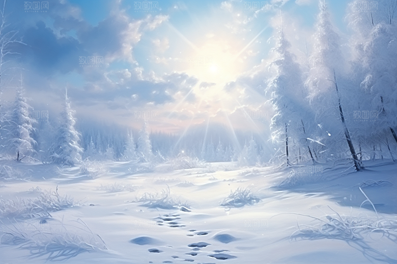 大雪风光冬天唯美摄影图