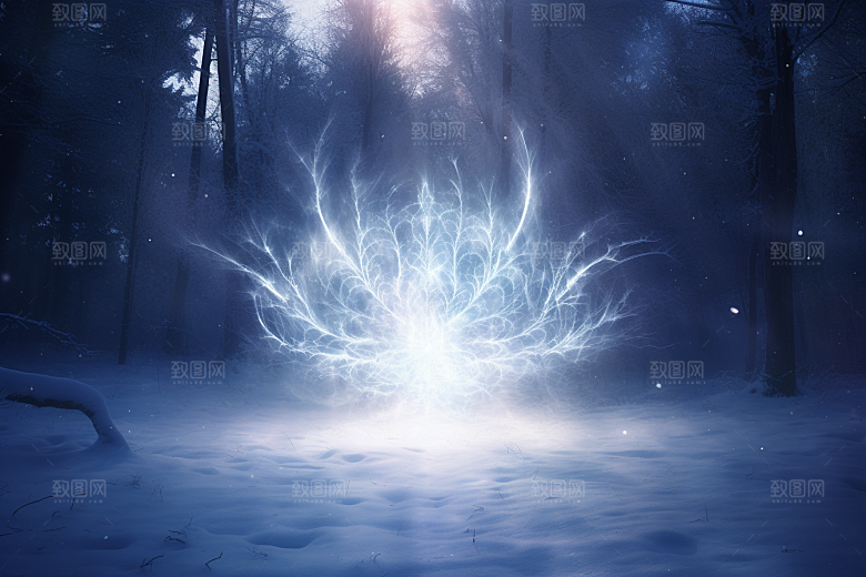 大雪风光寒冷自然摄影图
