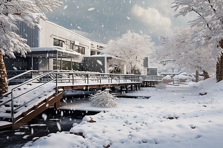大雪风光寒冷环境摄影图