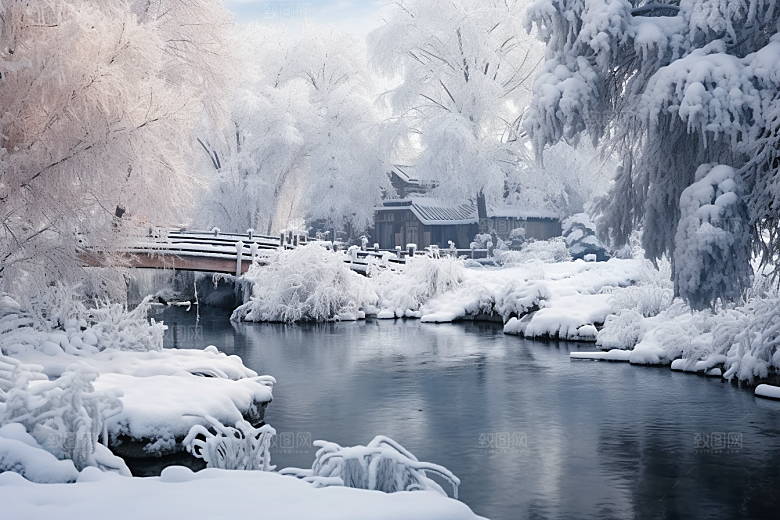 大雪风光寒冷环境摄影图