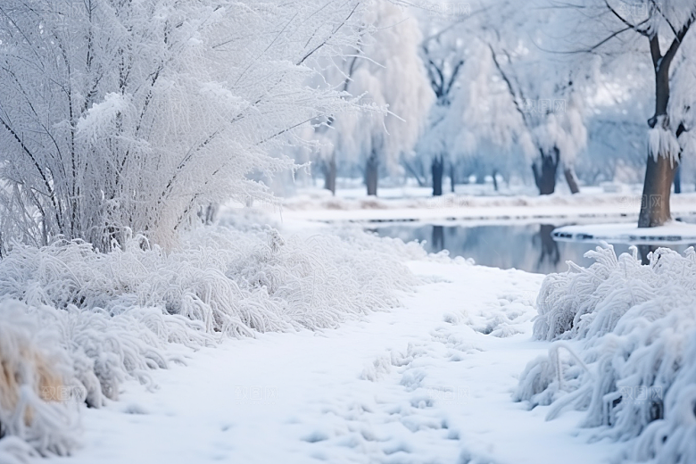大雪风光寒冷自然摄影图