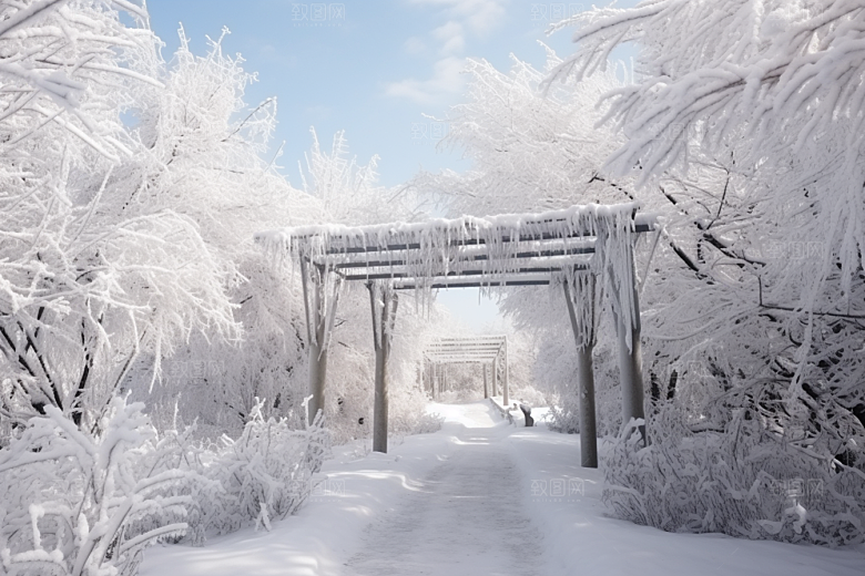大雪风光景色寒冷摄影图