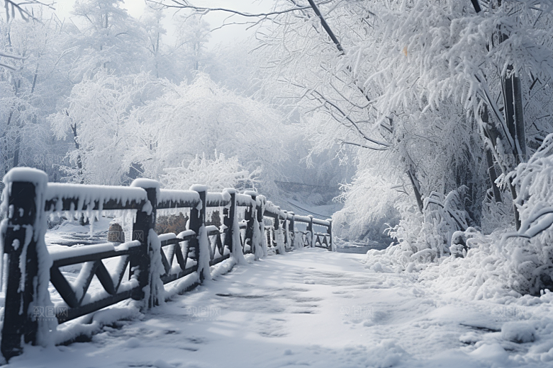 大雪风光寒冷冬天摄影图