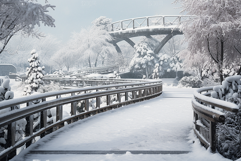 大雪风光冬天户外摄影图