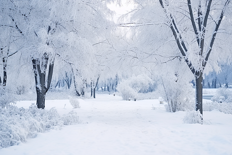 大雪风光寒冷冬季摄影图