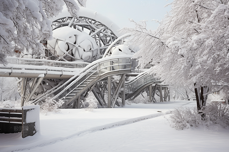 大雪风光寒冷冬天摄影图