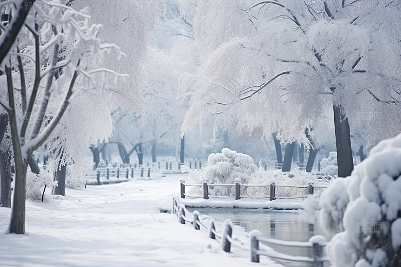 大雪风光景色自然摄影图