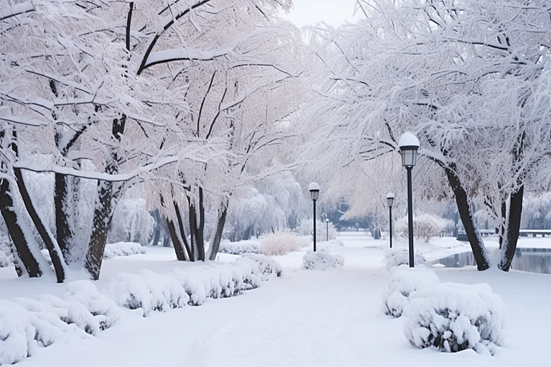大雪风光寒冷冬季摄影图