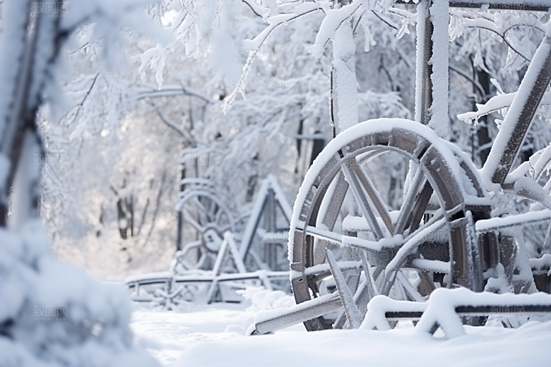 大雪风光寒冷冬季摄影图