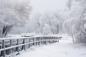 大雪风光寒冷景色摄影图