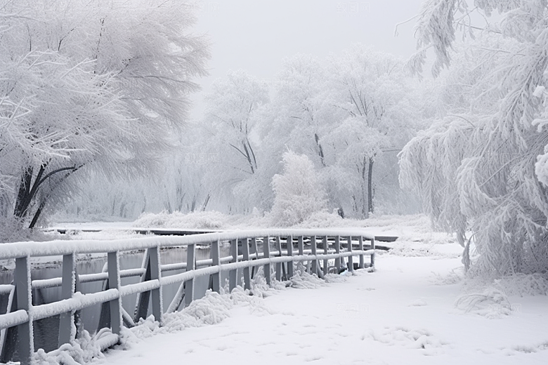 大雪风光寒冷景色摄影图