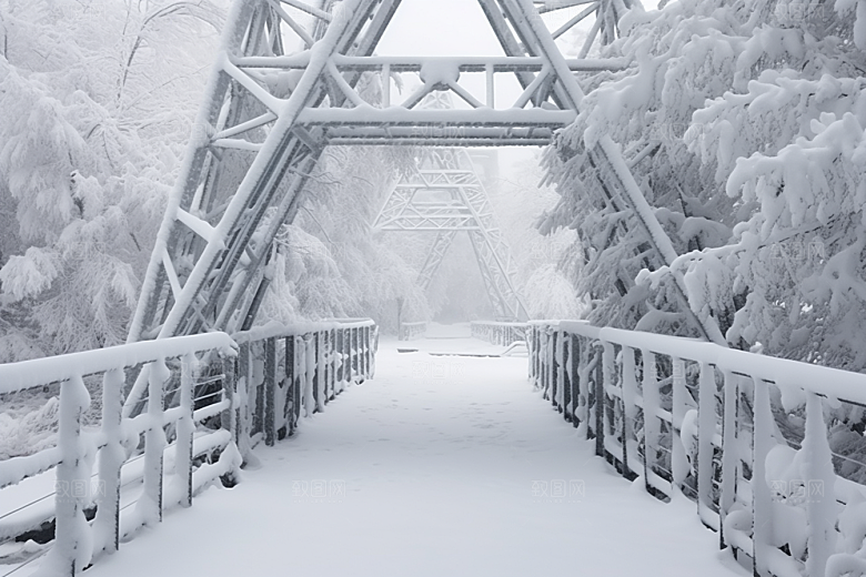 大雪风光寒冷唯美摄影图