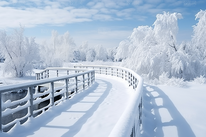 大雪风光景色寒冷摄影图