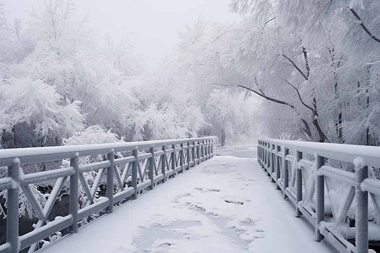 大雪风光寒冷冬季摄影图