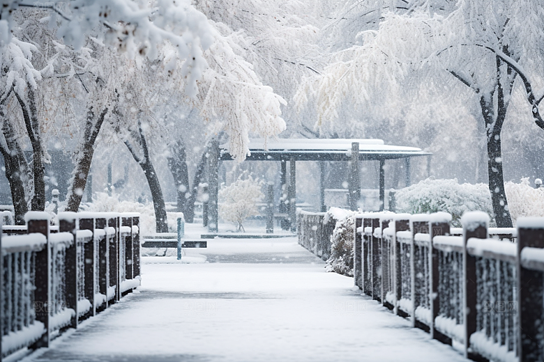 大雪风光室外寒冷摄影图