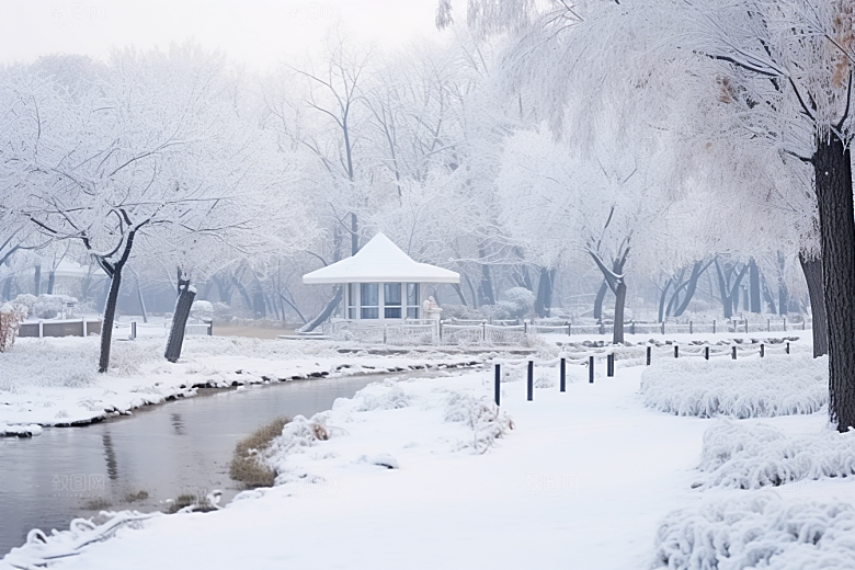 大雪风光冬天寒冷摄影图