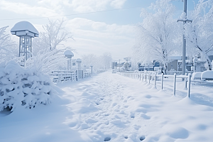 大雪风光寒冷景色摄影图