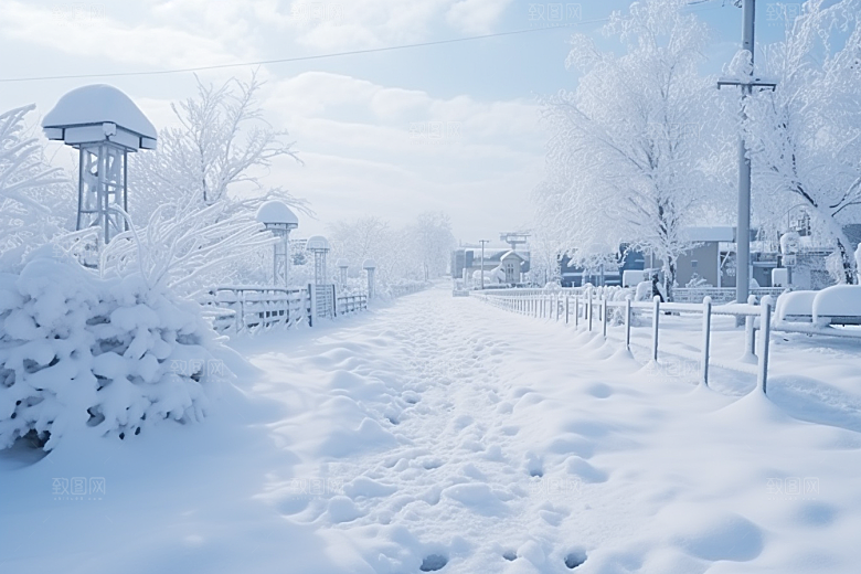 大雪风光寒冷景色摄影图