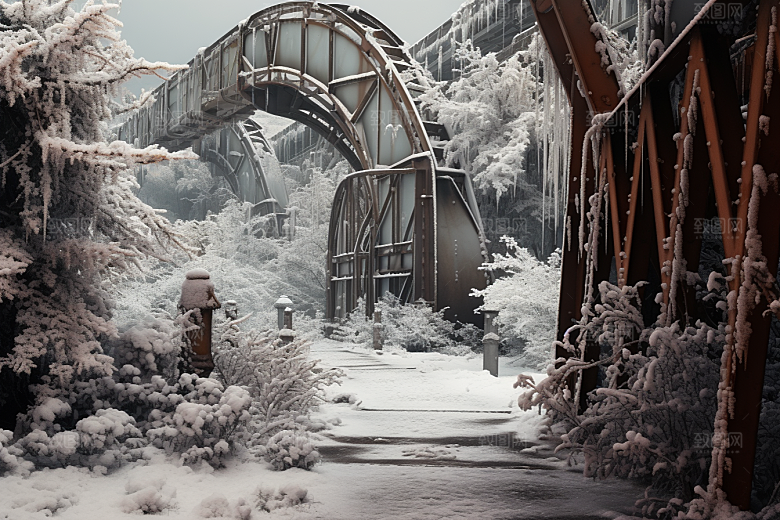 大雪风光自然冬天摄影图