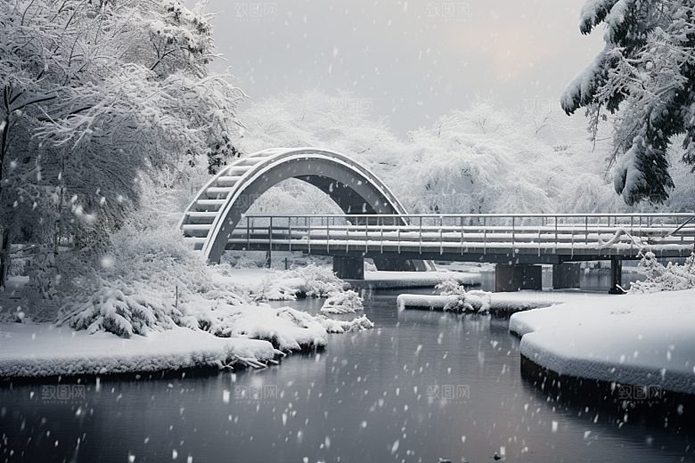 大雪风光景色寒冷摄影图