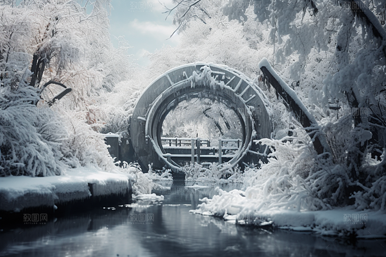 大雪风光自然冬天摄影图
