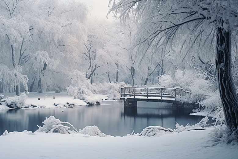 大雪风光寒冷冬天摄影图