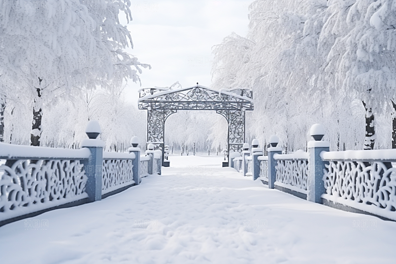大雪风光唯美冬天摄影图