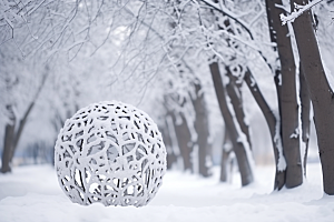 大雪风光寒冷景色摄影图