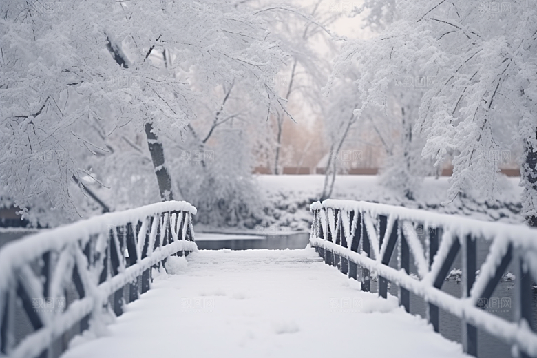 大雪风光寒冷景色摄影图