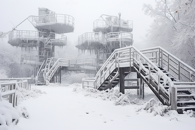 大雪风光寒冷自然摄影图