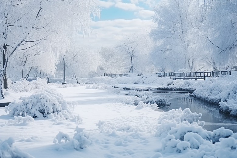 大雪风光寒冷冬天摄影图