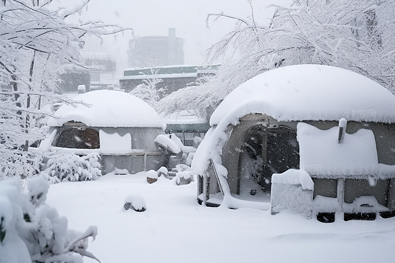 大雪风光寒冷冬天摄影图