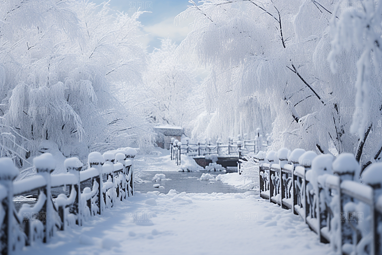 大雪风光寒冷冬季摄影图