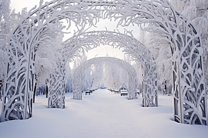 大雪风光自然寒冷摄影图