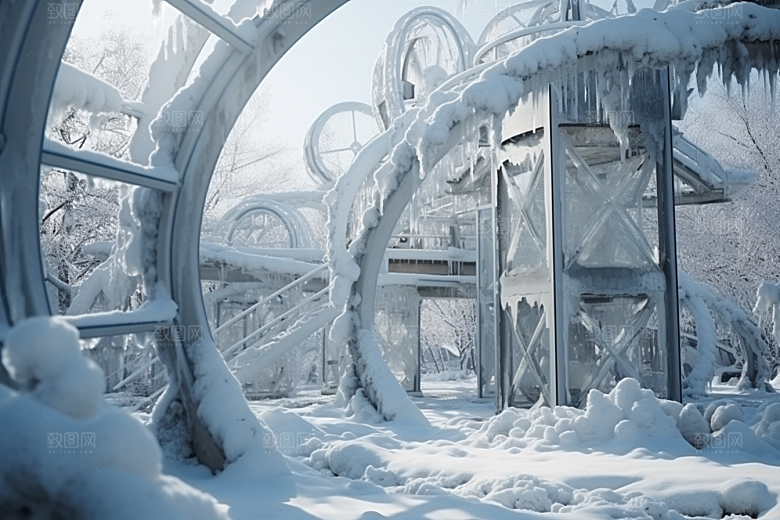 大雪风光寒冷冬季摄影图