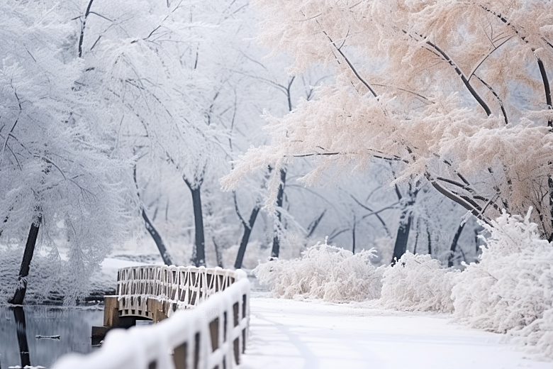 大雪风光冬天寒冷摄影图