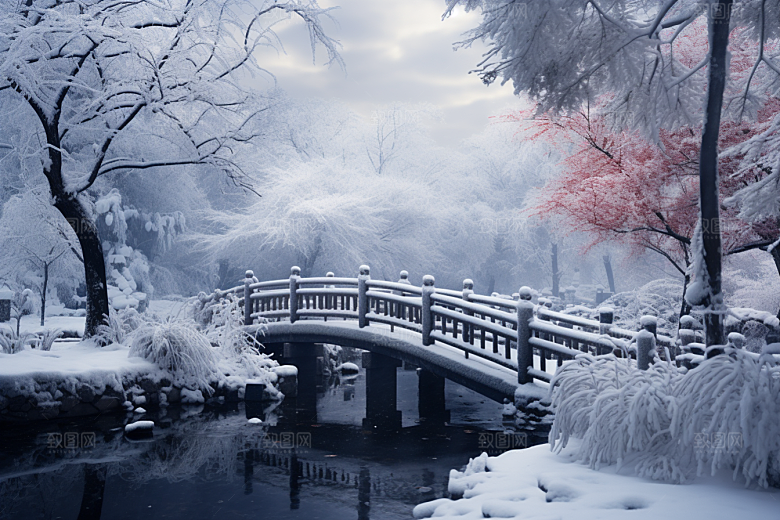 大雪风光寒冷自然摄影图