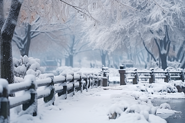 大雪风光寒冷户外摄影图