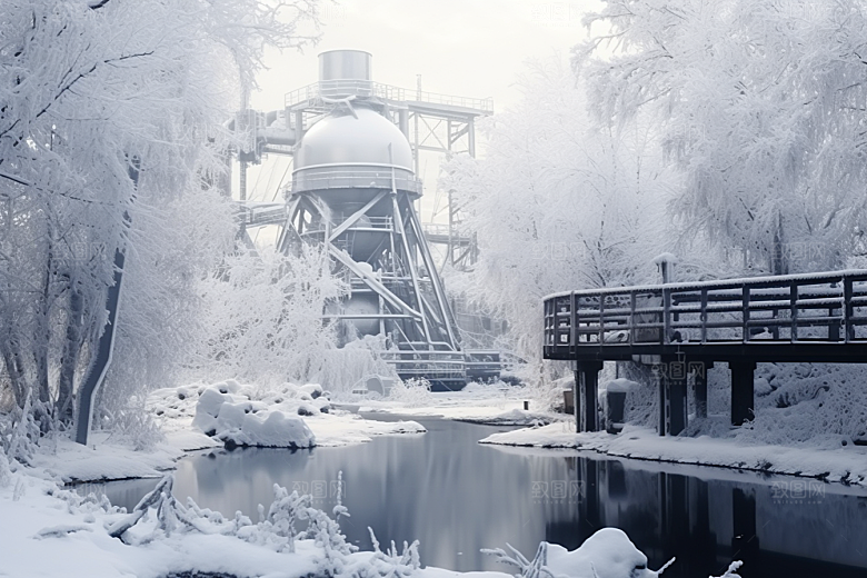 大雪风光寒冷景色摄影图