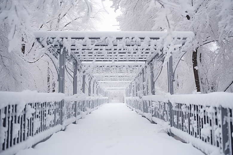 大雪风光寒冷冬天摄影图