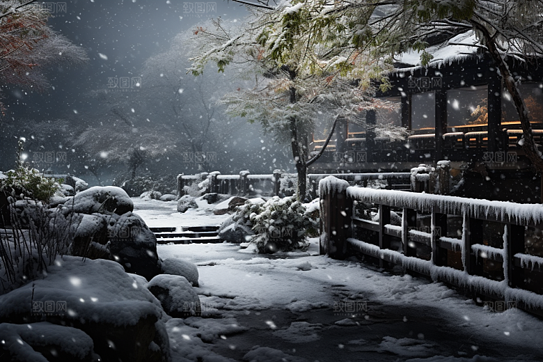 大雪风光自然寒冷摄影图
