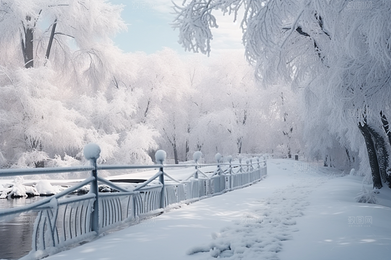 大雪风光唯美环境摄影图