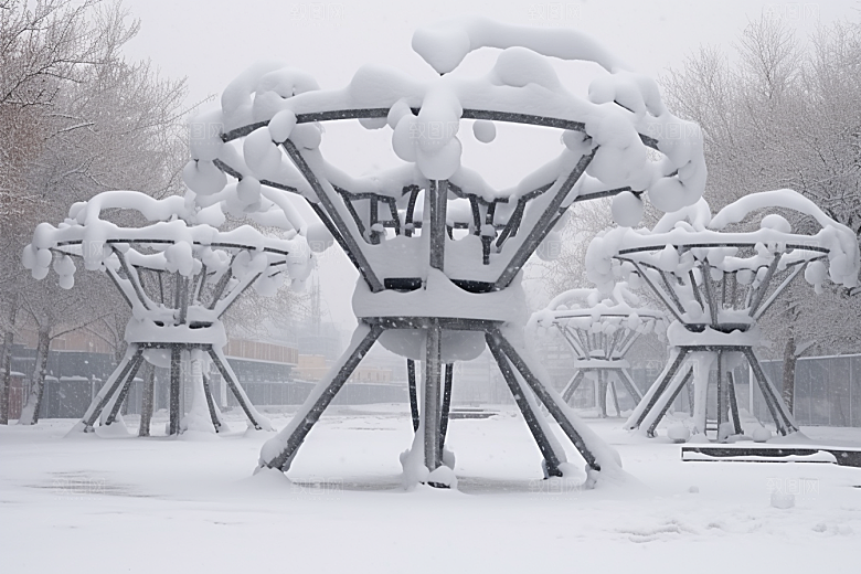 大雪风光寒冷自然摄影图