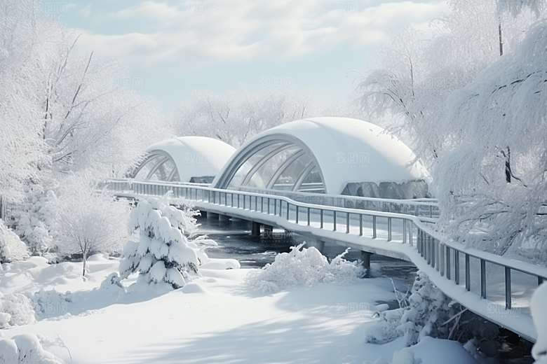 大雪风光自然冬天摄影图