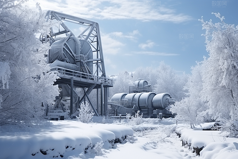大雪风光寒冷景色摄影图