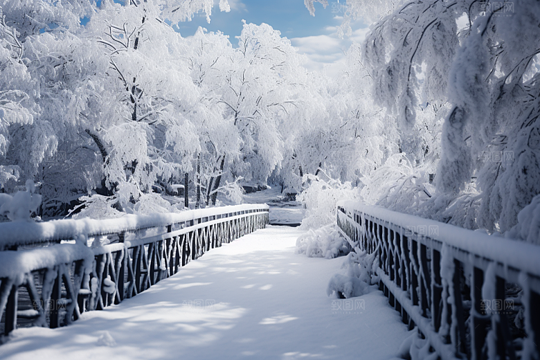 大雪风光寒冷高清摄影图