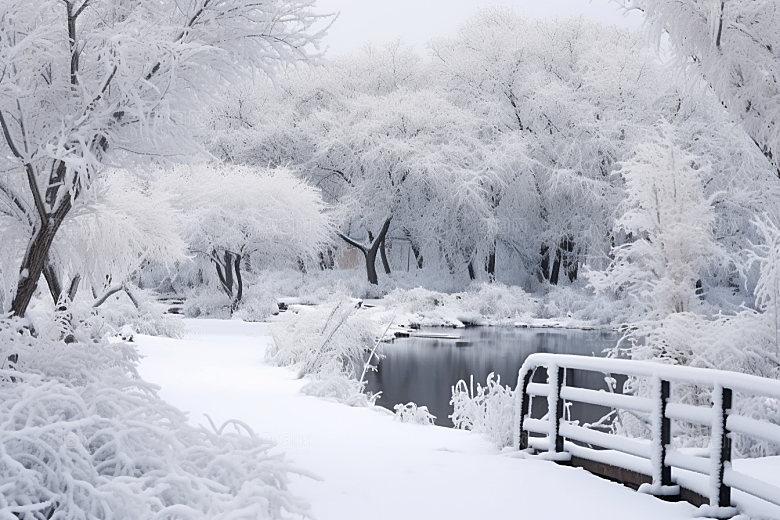 大雪风光景色寒冷摄影图