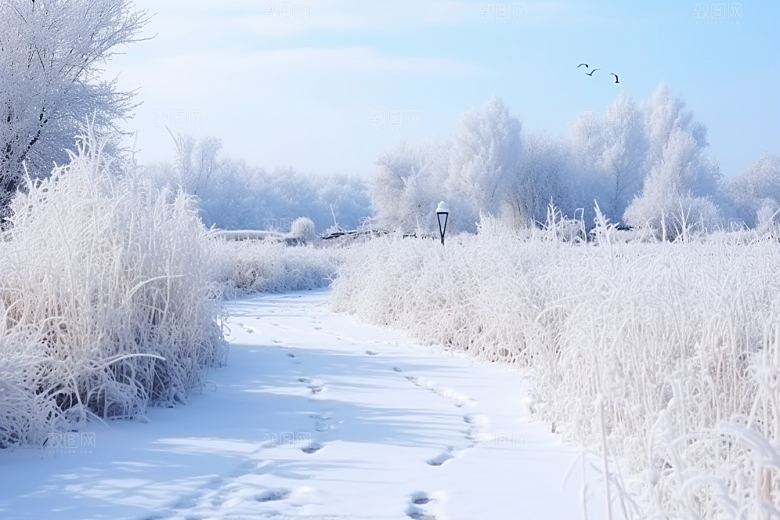 大雪风光寒冷冬季摄影图